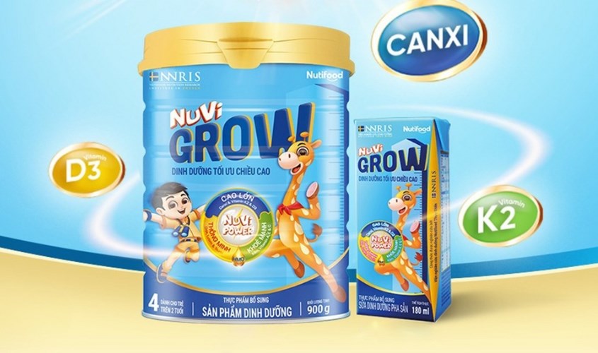 Sữa bột Nutifood NuVi Grow số 4 hương vani 900g (từ 2 tuổi)