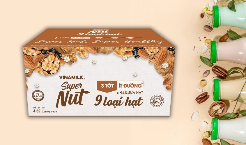 Thùng 24 hộp sữa hạt Vinamilk Super Nut 180 ml (từ 4 tuổi)