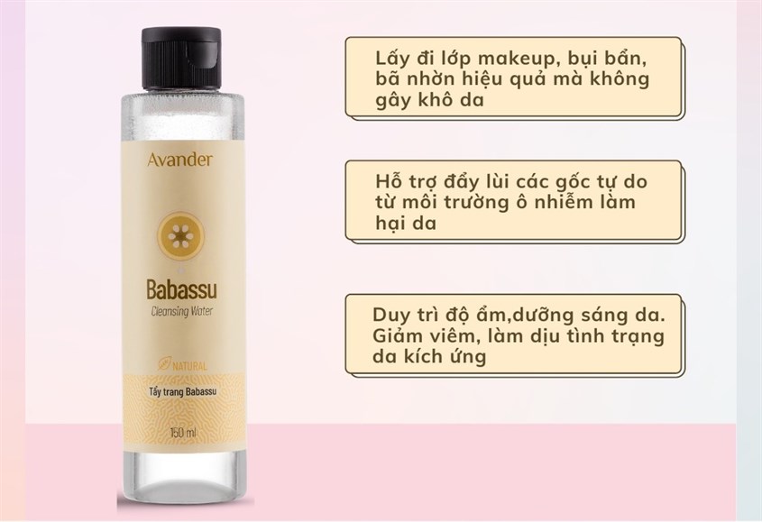 Tẩy trang babassu Avander chai 150ml chính hãng