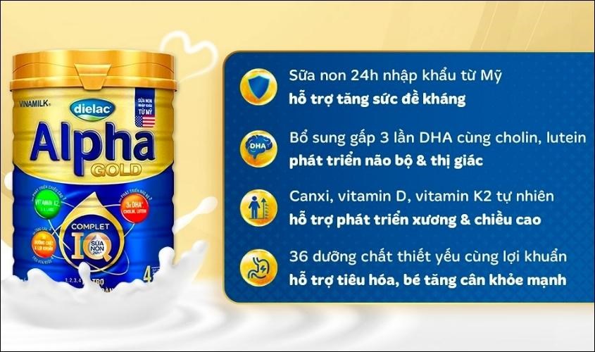 Sữa bột Dielac Alpha Gold IQ số 4 lon 850g (2 - 6 tuổi)