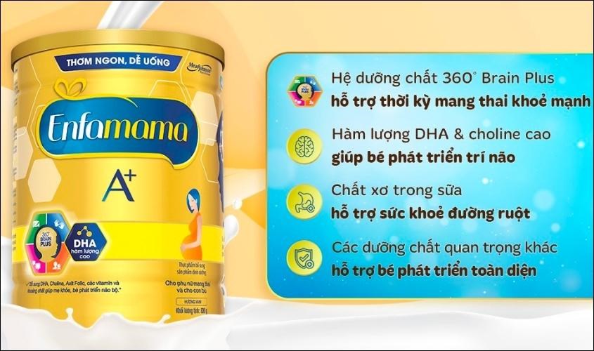 Sữa bầu Enfamama A+ 360° Brain Plus hương vani 830g