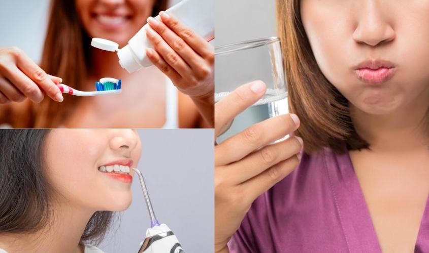 Nên dùng máy tăm nước sau khi đánh răng và súc miệng lại ngay sau đó