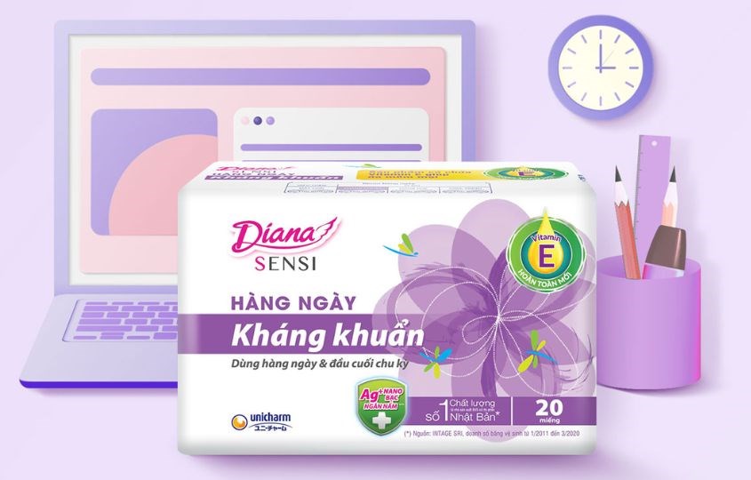 Băng vệ sinh hàng ngày Diana 40 miếng với nano Bạc kháng khuẩn hiệu quả