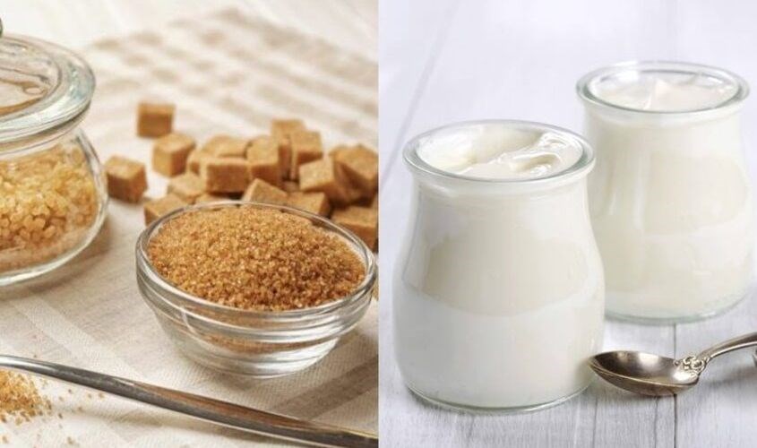 Đường nâu và sữa chua là những nguyên liệu hữu dụng