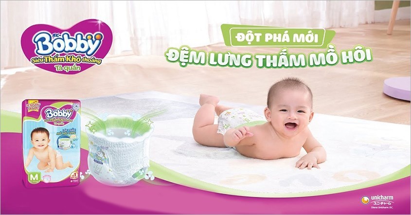 Tã quần Bobby size M 60 miếng (6 - 11 kg)