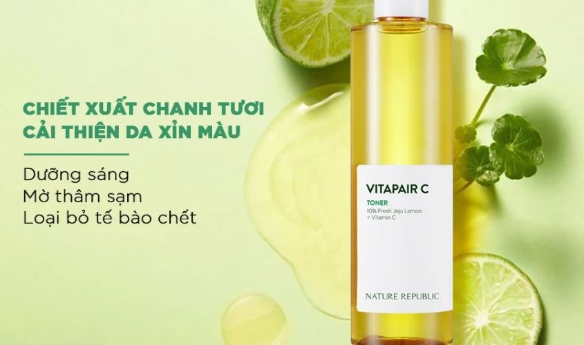 Toner dưỡng sáng da Nature Republic Vitapair C chiết xuất Chanh Jeju 300 ml