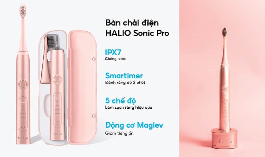 Bàn chải điện Halio Sonic Whitening Pro Rose Gold