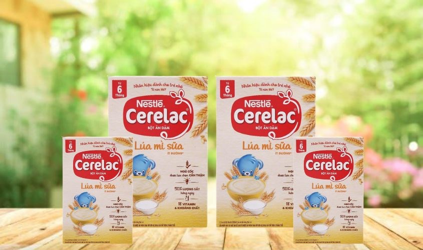 Bột ăn dặm Nestlé Cerelac lúa mì sữa hộp 200g tốt cho hệ tiêu hóa của bé