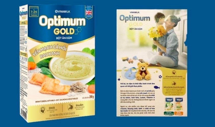 Bột ăn dặm Optimum Gold yến mạch, cá hồi và rau xanh hộp 200g
