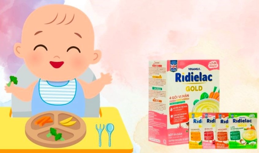 Bột ăn dặm Vinamilk RiDielac Gold 4 vị mặn hộp 200g (7 - 24 tháng)