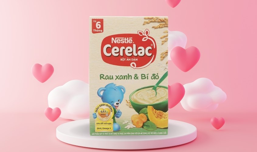 Bột ăn dặm Nestlé Cerelac rau xanh, bí đỏ hộp 200g (từ 6 tháng)