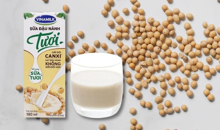 Sữa đậu nành tươi Vinamilk hộp 180ml bổ sung gấp đôi canxi