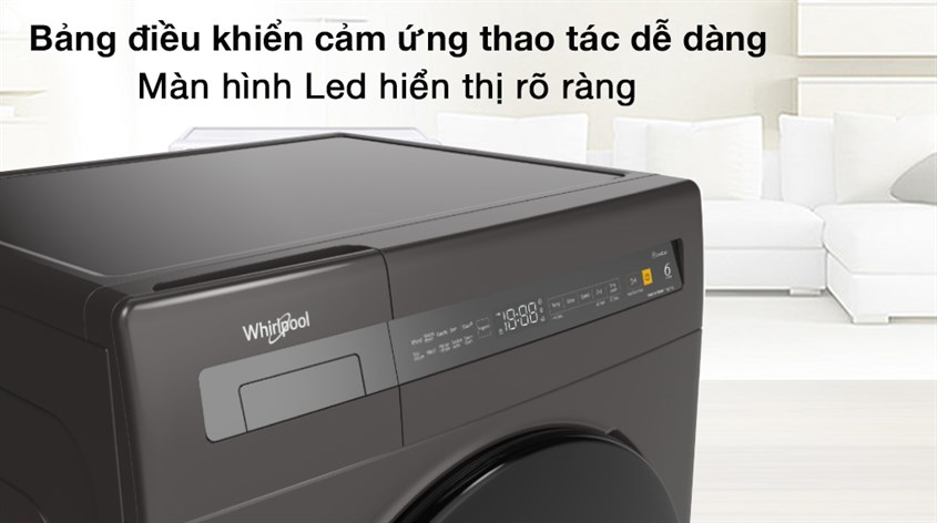 Máy giặt sấy Whirlpool Inverter 9.5 kg WWEB95702FG có bảng điều khiển cảm ứng hiện đại
