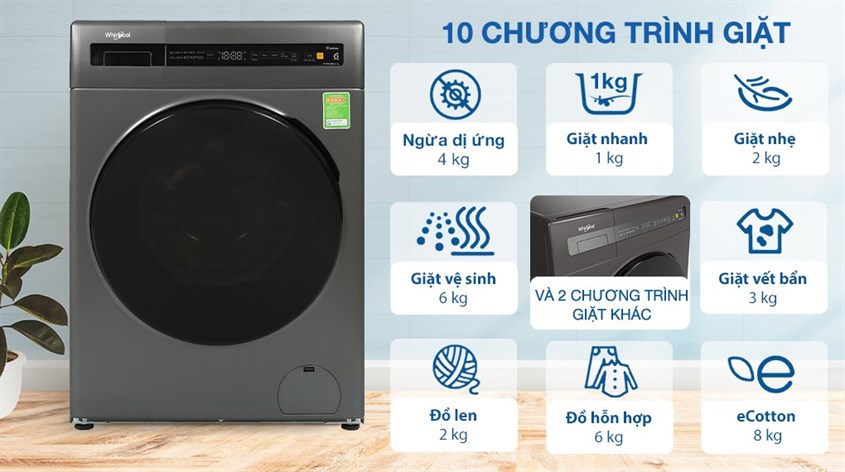 Máy giặt Whirlpool Inverter 8 kg FWEB8002FG sở hữu mức giá 7.090.000 đồng (cập nhật tháng 5/2023)