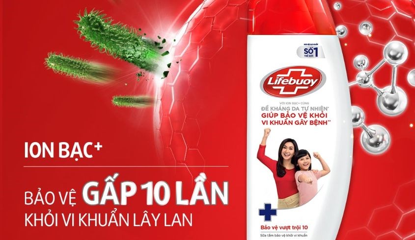 Sữa tắm gội Lifebuoy diệt vi khuẩn có hại cho da bé