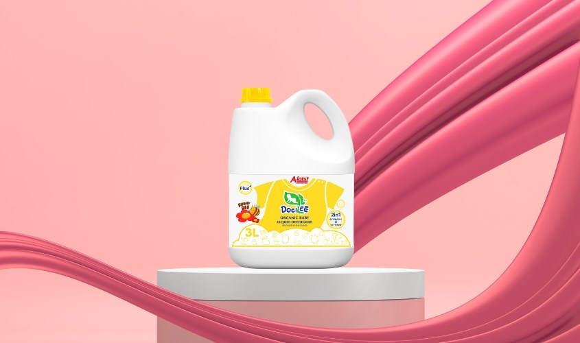 Nước giặt xả quần áo cho bé Docilee Organic - Funny Bee hương mật ong và phấn thơm can 3 lít