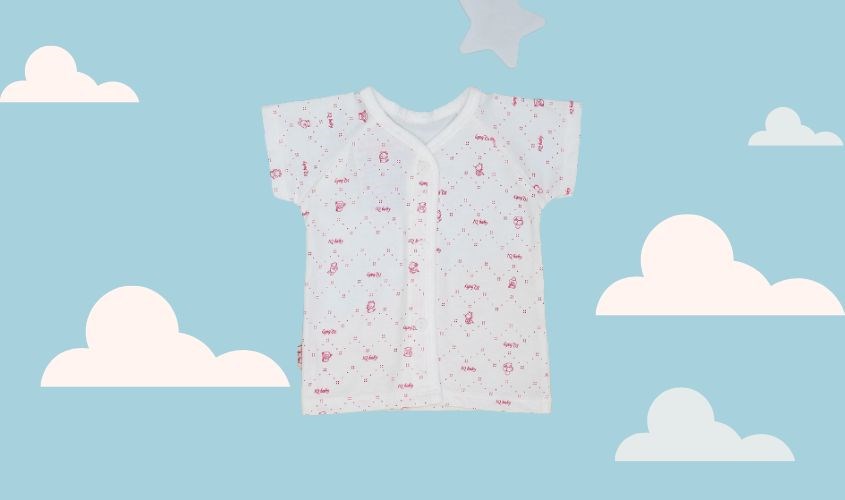 Áo tay ngắn in hình thú hồng IQ Baby màu trắng