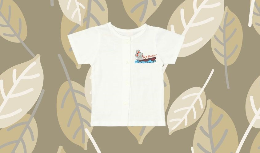 Áo tay ngắn in hình IQ Baby màu trắng