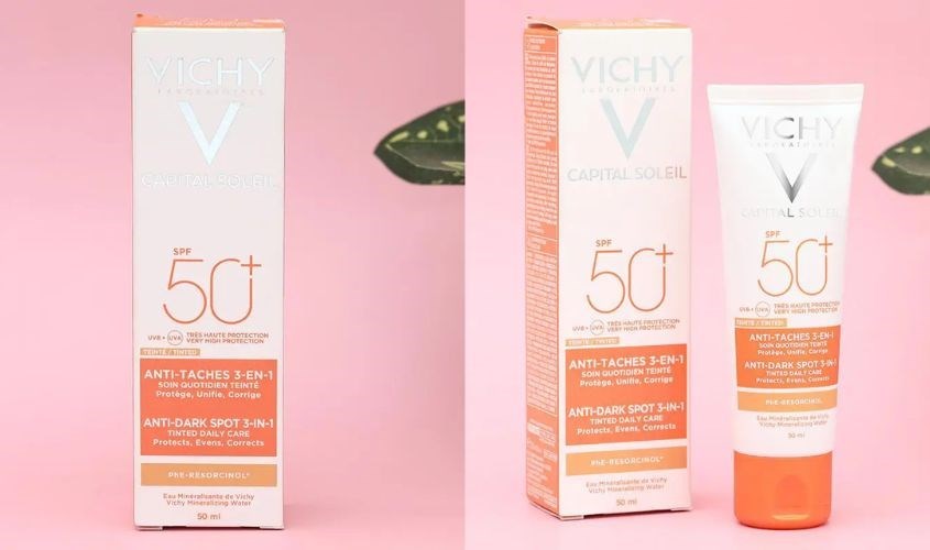 Kem chống nắng dưỡng da 3 trong 1 có màu Vichy Capital Soleil SPF 50+ PA++++ 50 ml