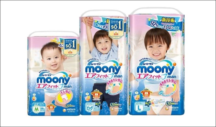 Tã quần Moony man bé trai size XL 38 miếng (12 - 22 kg)