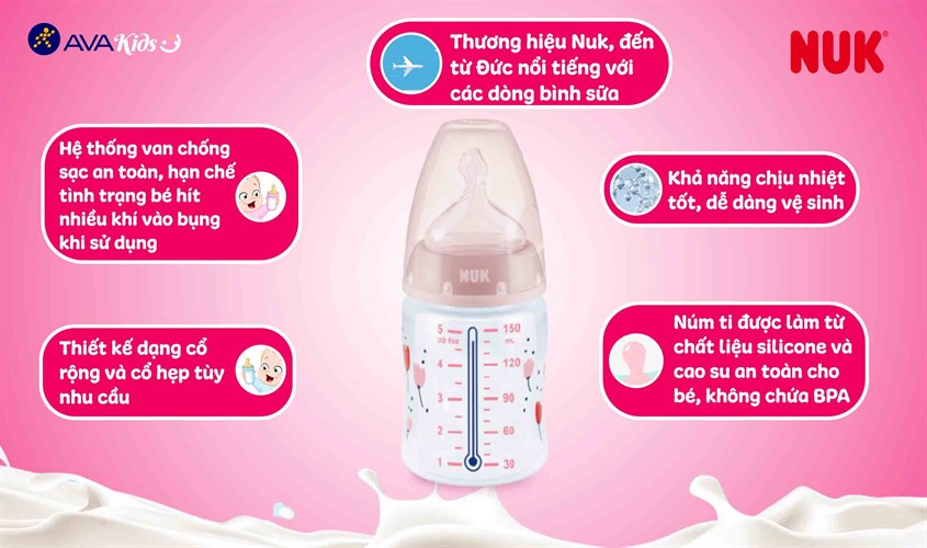 Bình bú Nuk của Đức an toàn cho trẻ nhỏ