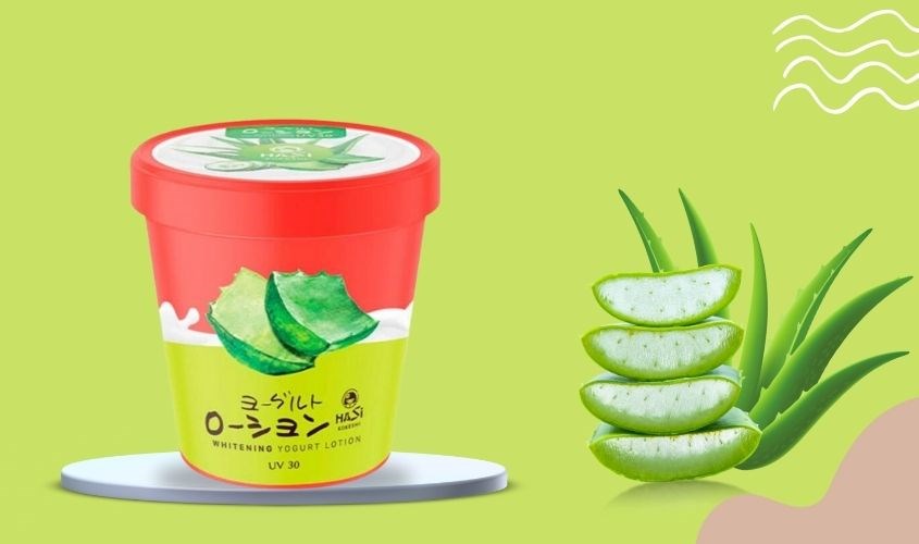 Lotion dưỡng thể trắng da chiết xuất Nha Đam, Dưa Leo Hasi Yogurt UV30 180g