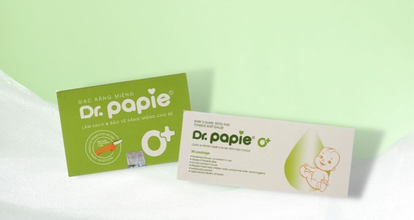 Gạc răng miệng cho bé Dr.Papie hộp 30 gói (từ 0 tháng)
