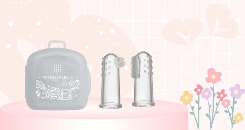 Bộ bàn chải và rơ lưỡi xỏ ngón Marcus & Marcus MNMRC01 silicone (từ 0 tháng)