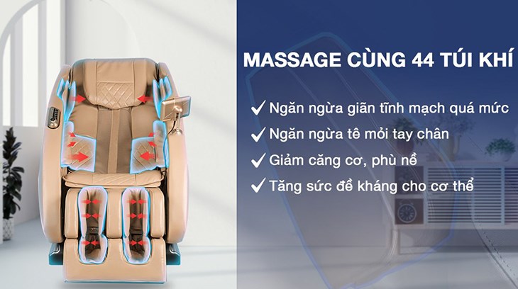 Ghế Massage Remote Cảm Ứng Makano MKGM-20002 sở hữu massage áp lực không khí giúp thư giãn cơ bắp và tăng cường hệ miễn dịch