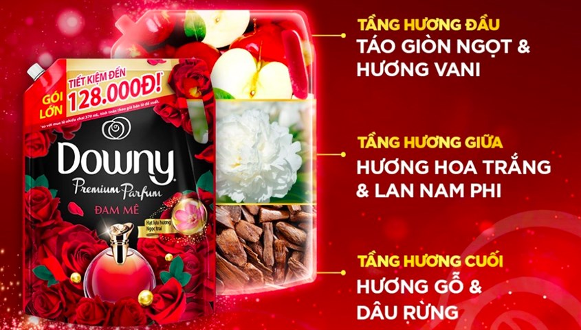 Nước xả Downy Premium Parfum đam mê túi 3.5 lít