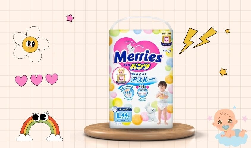Tã quần Merries size L 44 miếng (9 - 14 kg) Tã quần Merries size L 44 miếng (9 - 14 kg)