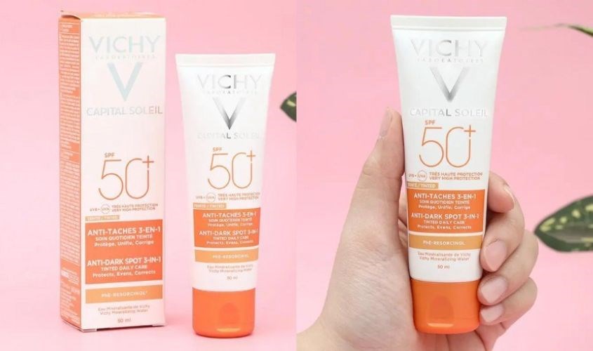 Kem chống nắng dưỡng da 3 trong 1 có màu Vichy Capital Soleil SPF 50+ PA++++ 50 ml