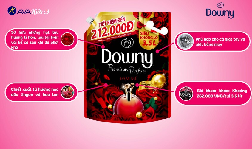 Nước xả vải Downy đam mê 3.5l giúp giữ màu quần áo luôn tươi mới