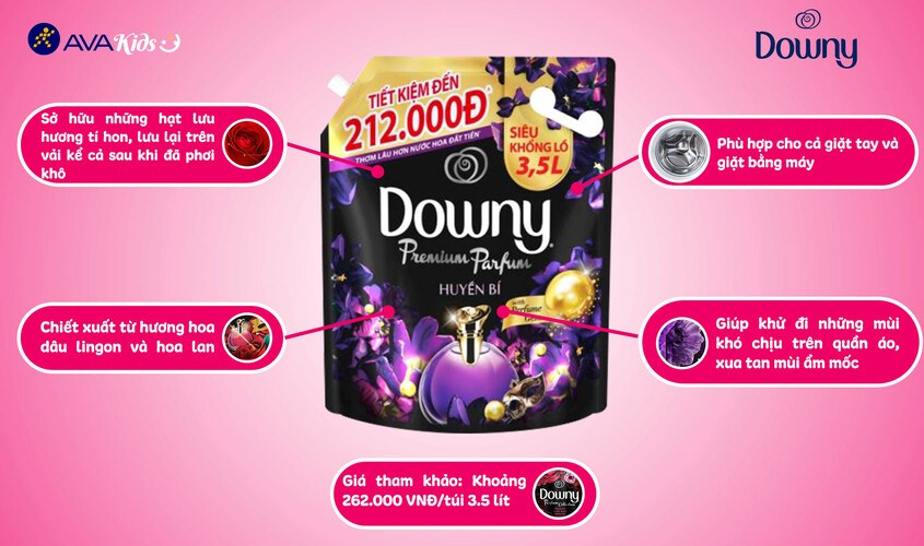 Downy huyền bí 3.5l có hương hoa mộc lan, hoa violet và hoa bưởi