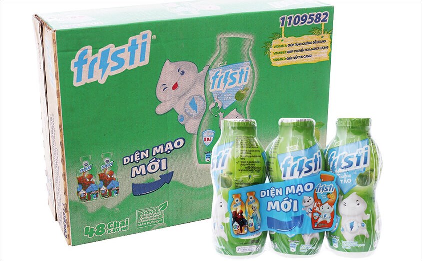 Thùng 48 chai sữa chua uống tiệt trùng Fristi hương táo 80 ml