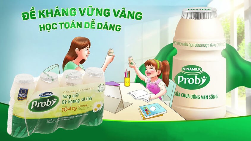 Lốc 4 chai sữa chua uống men sống Vinamilk Probi 130 ml