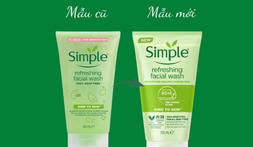 Thiết kế thay đổi của sữa rửa mặt Simple Refreshing Facial Wash