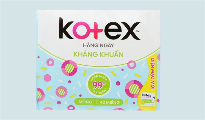 Băng vệ sinh hàng ngày Kotex siêu mềm, kháng khuẩn không cánh 40 miếng
