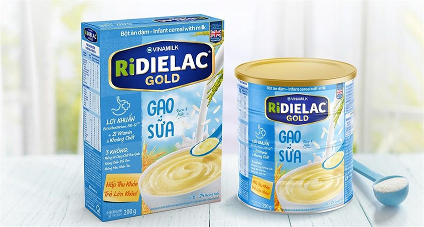 Bột ăn dặm Vinamilk RiDielac Gold gạo sữa hộp 200g (6 - 24 tháng)