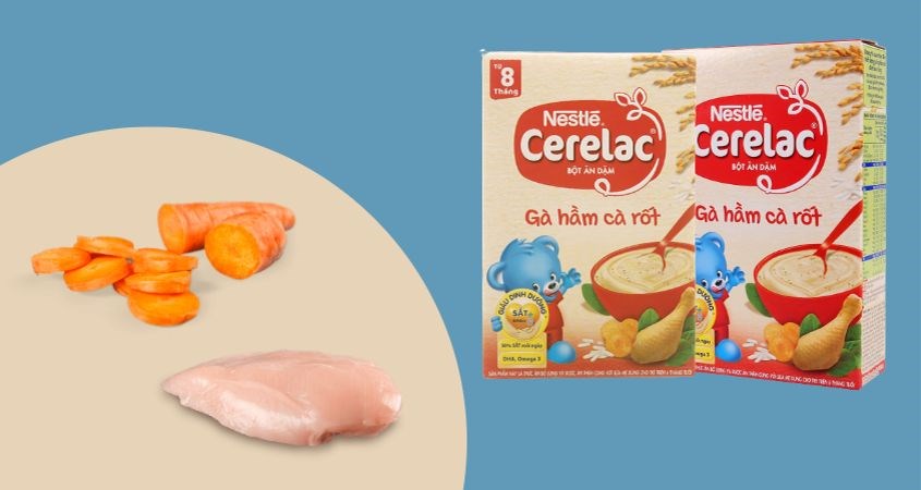 Bột ăn dặm Nestlé Cerelac gà hầm cà rốt hộp 200g (từ 8 tháng)