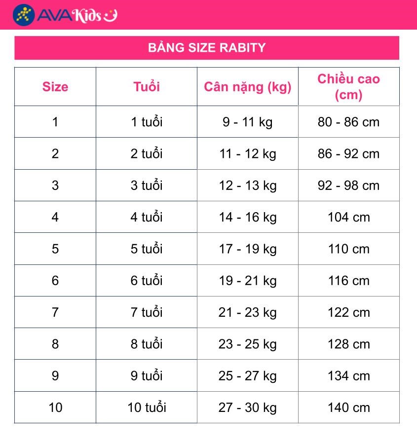 Bảng size Rabity
