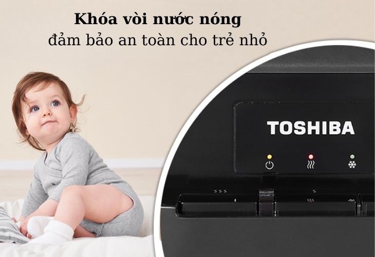 Cây nước nóng lạnh Toshiba RWF-W1669BV(K1) 650W có khóa vòi nước nóng đảm bảo an toàn, nhất là trẻ nhỏ