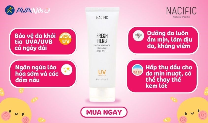 Kem chống nắng làm dịu và phục hồi da Nacific Fresh Herb SPF 50+ PA++++ 50 ml