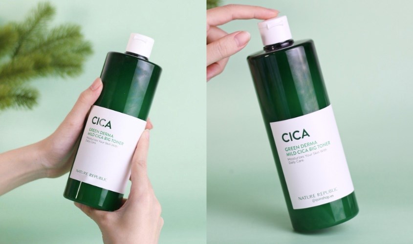 Toner cấp ẩm làm dịu da Nature Republic Green Derma Mild Cica chiết xuất Rau Má và Keo Ong 500 ml
