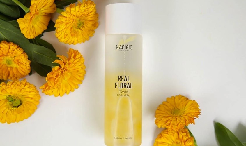 Toner làm dịu da Nacific Real Floral Calendula chiết xuất Hoa Cúc 180 ml 