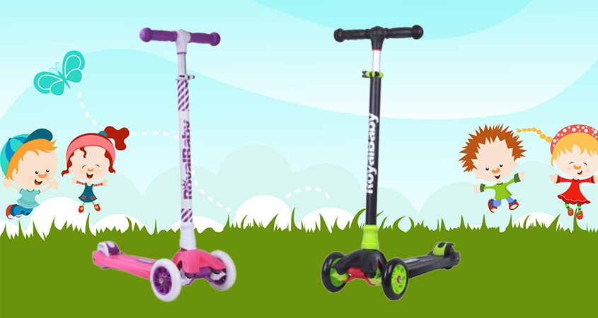 Xe scooter RoyalBaby RO203M-3 màu xanh và trắng hồng