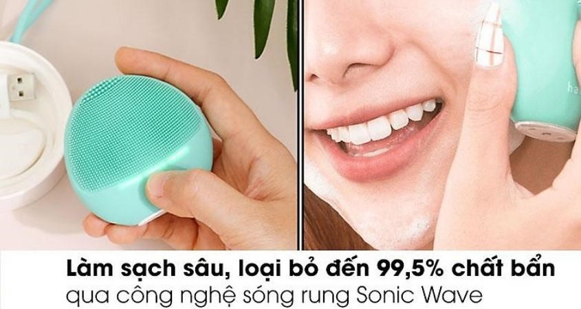 Máy rửa mặt và massage dành cho da nhạy cảm Halio Sweet Mint giúp năng cơ và làm sáng bóng da