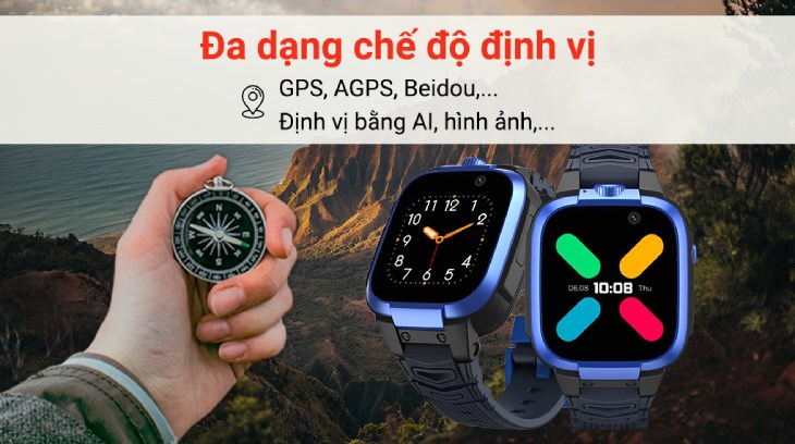 Đồng hồ định vị trẻ em Kidcare S88 4G 43.4mm được trang bị chế độ định vị GPS