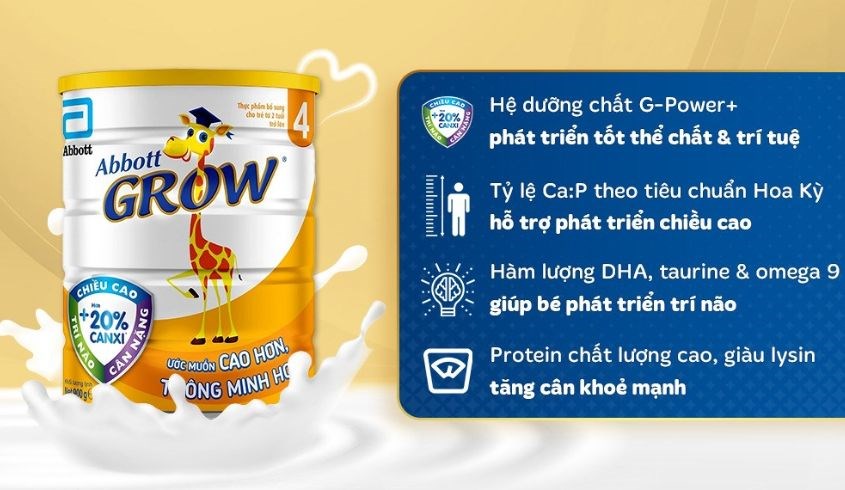 Sữa bột Abbott Grow số 4 hương vani 900g (từ 2 tuổi)