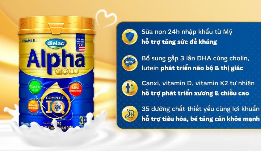 Sữa bột Dielac Alpha Gold IQ số 3 850g (1 - 2 tuổi)
